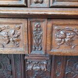 Renaissance oak carved buffet cabinet