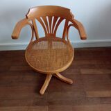 Wood swivel desk and caning