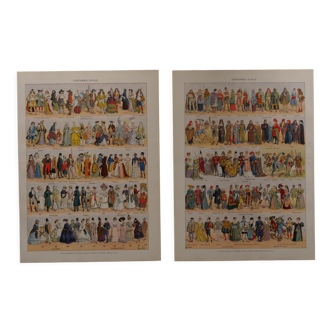 Original lithographs on French and foreign civilian costumes