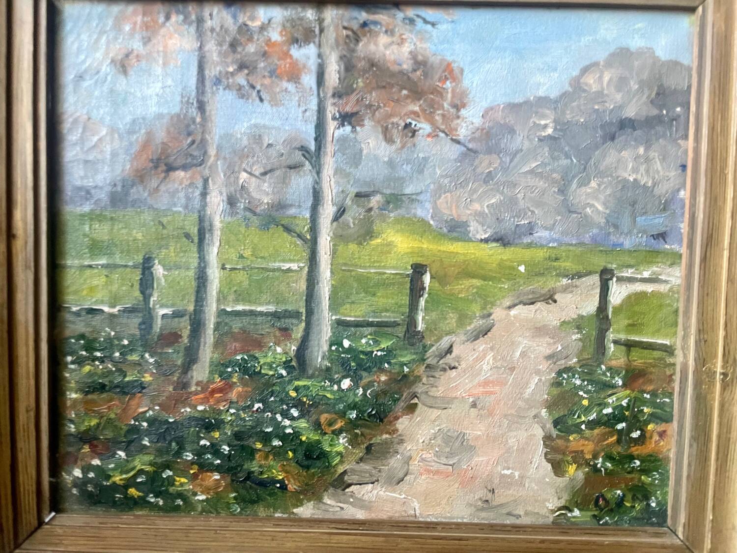 Vintage Landscape oil on canvas With Wooden frame