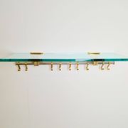 Brass and Glass R14G Wall-Mounted Coat Rack from Peter Ghyczy, 1980s