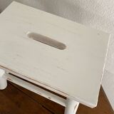 Small footrest bench in patinated white wood