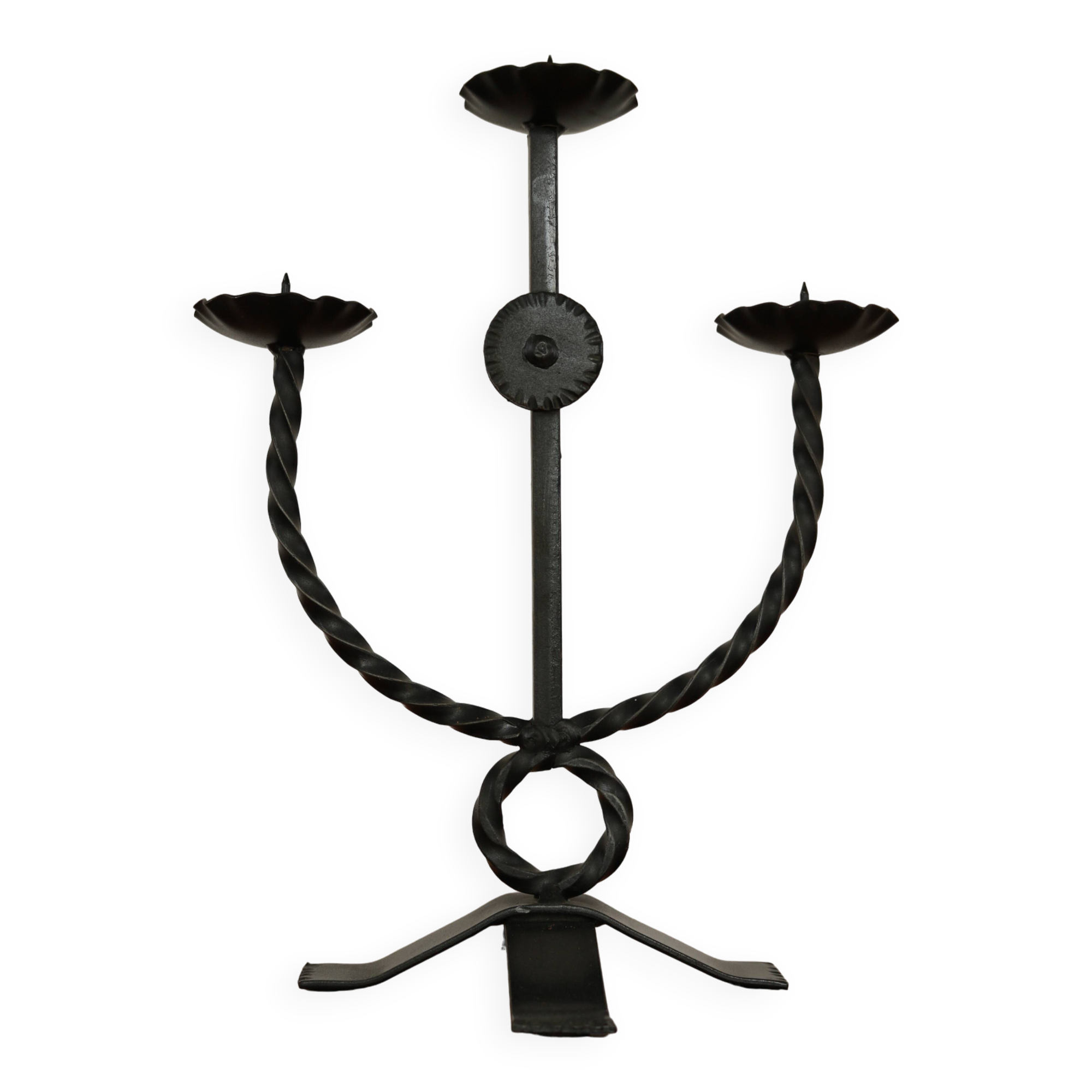 Brutalist style wrought iron candlesticks