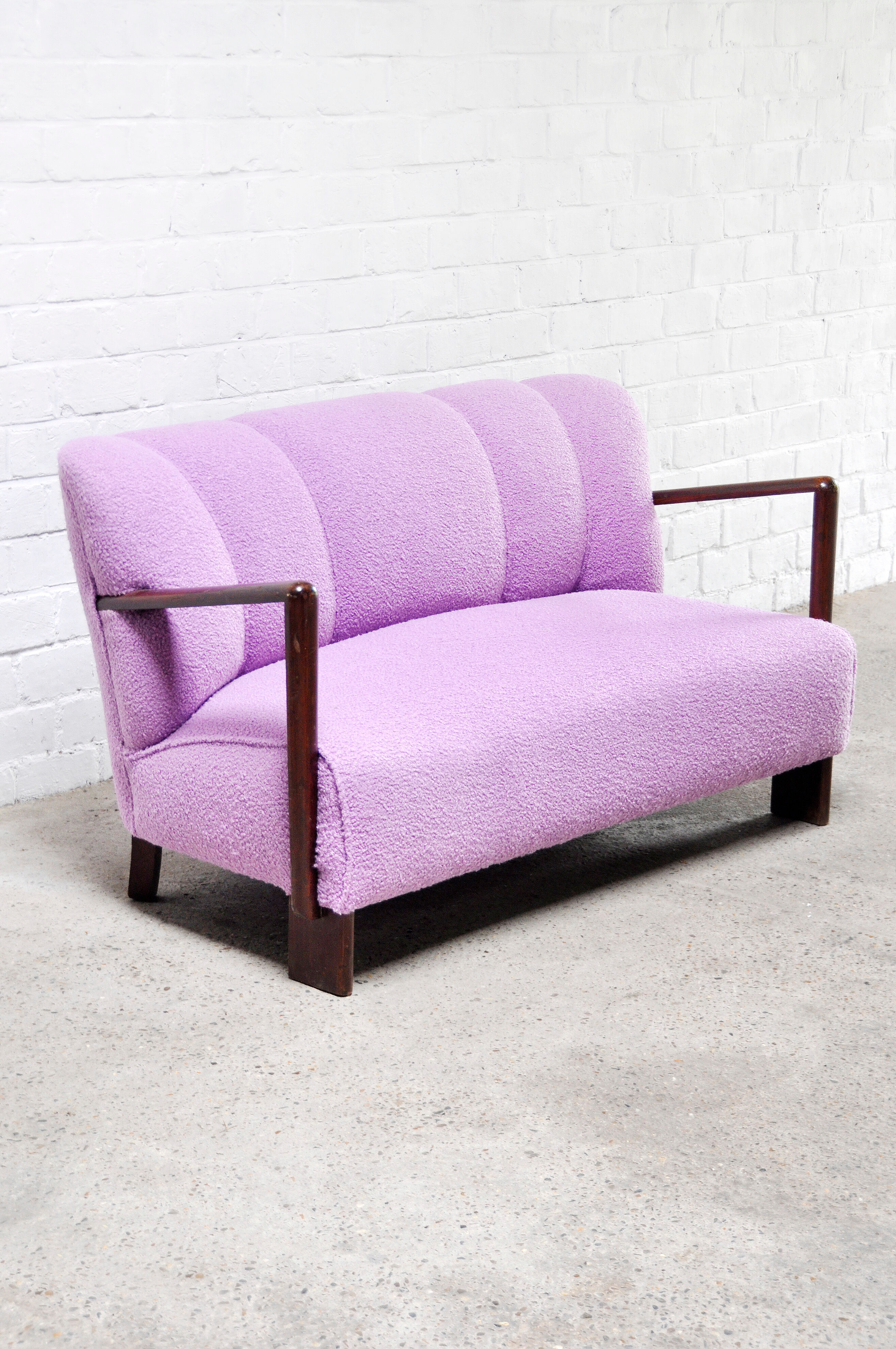 Mid-Century Italian Sofa in Purple Bouclé Wool, 1950s