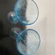 Pair of sky blue chalice or flute glasses