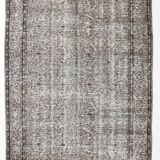 Gray & black floral turkish vintage rug