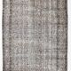 Gray & black floral turkish vintage rug