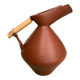 Studio pottery jug floor vase in terracotta and bamboo handle Germany 1950s