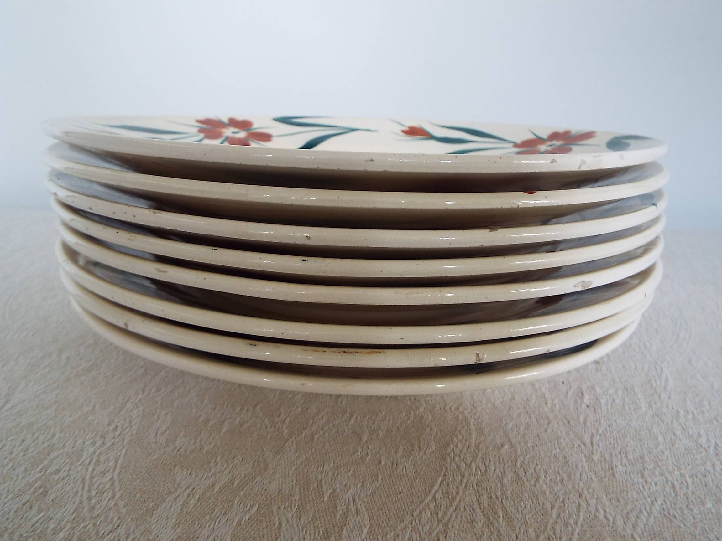 8 flat plates Terre de Fer Longchamp model Christiane