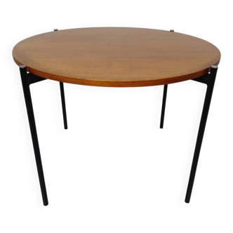 Round teak and steel coffee table from Thonet, 1950s.
