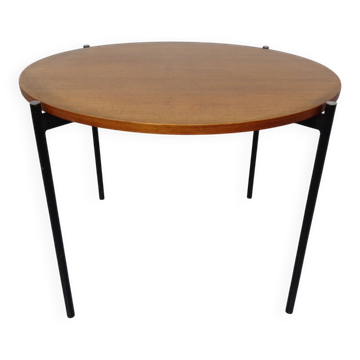 Round Teak and Steel Coffee Table from Thonet, 1950s