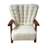 Guillerme et Chambron mid-century french oak armchair