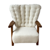 Guillerme et Chambron mid-century french oak armchair