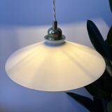 Vintage flat opaline pendant light from the 40s and 50s - large model - several copies available