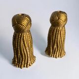 Paire de bougeoirs en plâtre en forme de nœud doré, Espagne, 1980