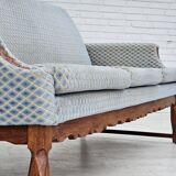 1970s, Danish 3 seater sofa, original good condition, velour, oak wood.