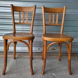 Paire d'authentiques anciennes chaises Bistrot signées Fischel Vintage