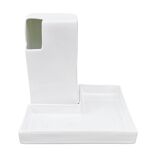 White, minimalist vase + Asa stand, Germany, 1980s.