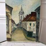 oil painting on canvas church street 20th century