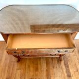 Commode vintage rotin cannage