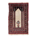 Tapis de prière vintage pakistanais Lahore fait main en laine – 60 x 93 cm
