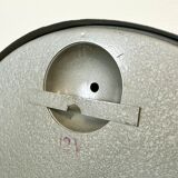 Grey industrial factory wall clock from pragotron, 1960s