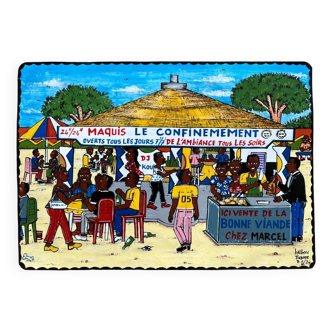 Plaque peinte « Le maquis » (Burkina Faso)