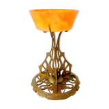 Art-Nouveau ring in glass paste on bronze frame in perfect condition