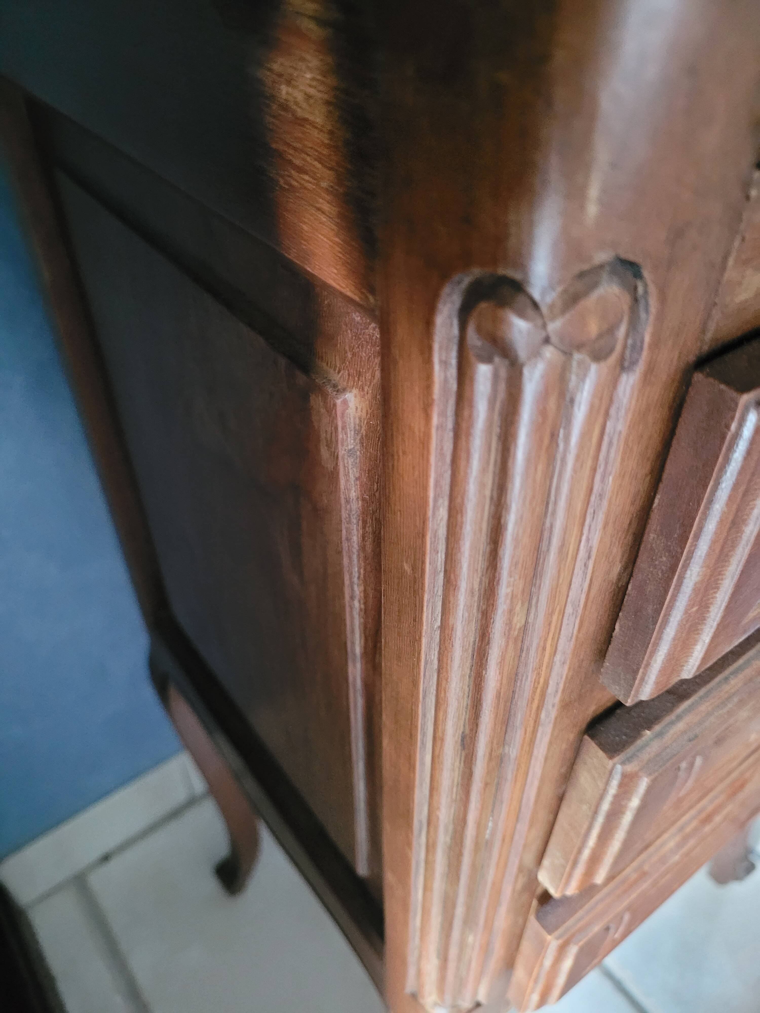 2 beds and a vintage bedside table in solid cherry wood