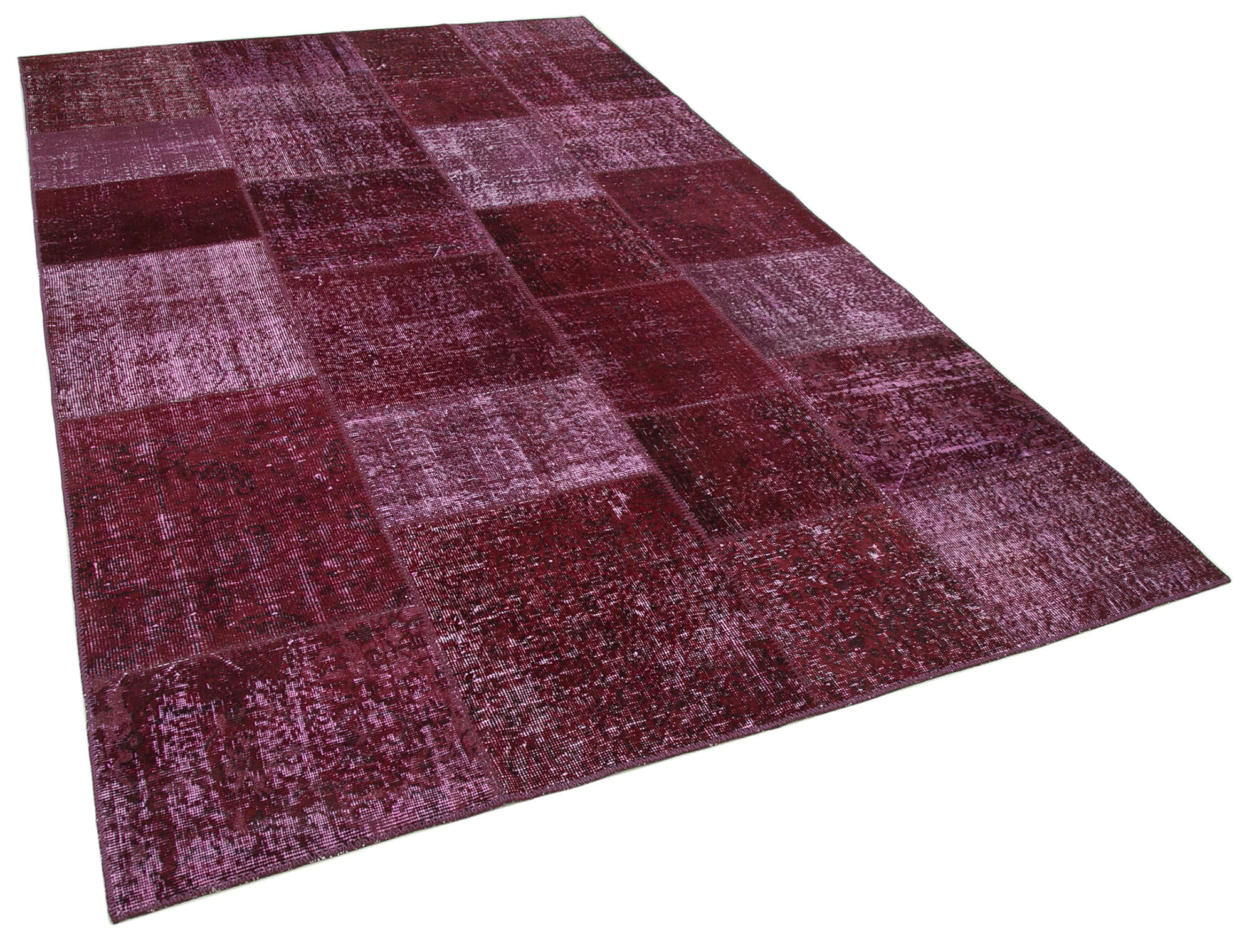 Hand-Knotted Turkish Vintage 193 cm x 300 cm Red Patchwork Rug