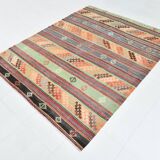 Turkish Vintage Kilim Rug, 169x211 Cm