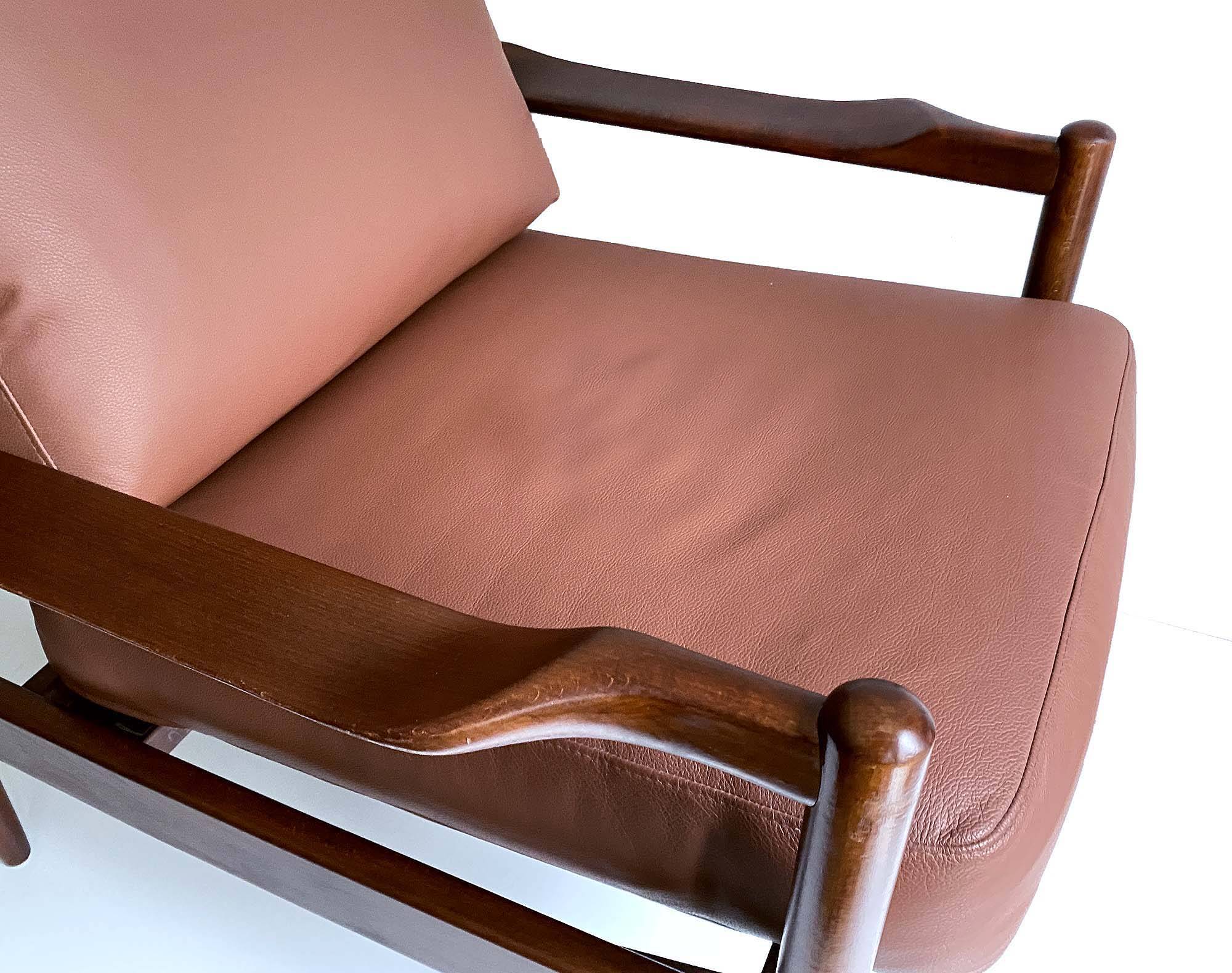 Pair of Scandinavian Teak and Leather Armchairs, 1960s