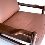 Pair of Scandinavian Teak and Leather Armchairs, 1960s
