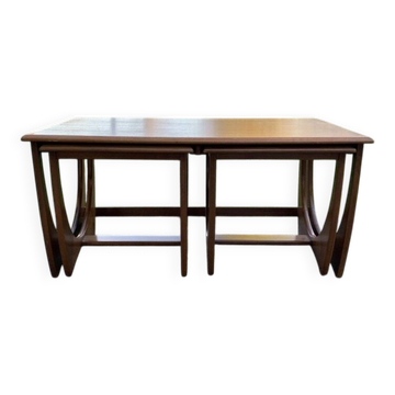 Set of 3 mid-century nesting tables in brown teak by Victor Wilkins for G-Plan.