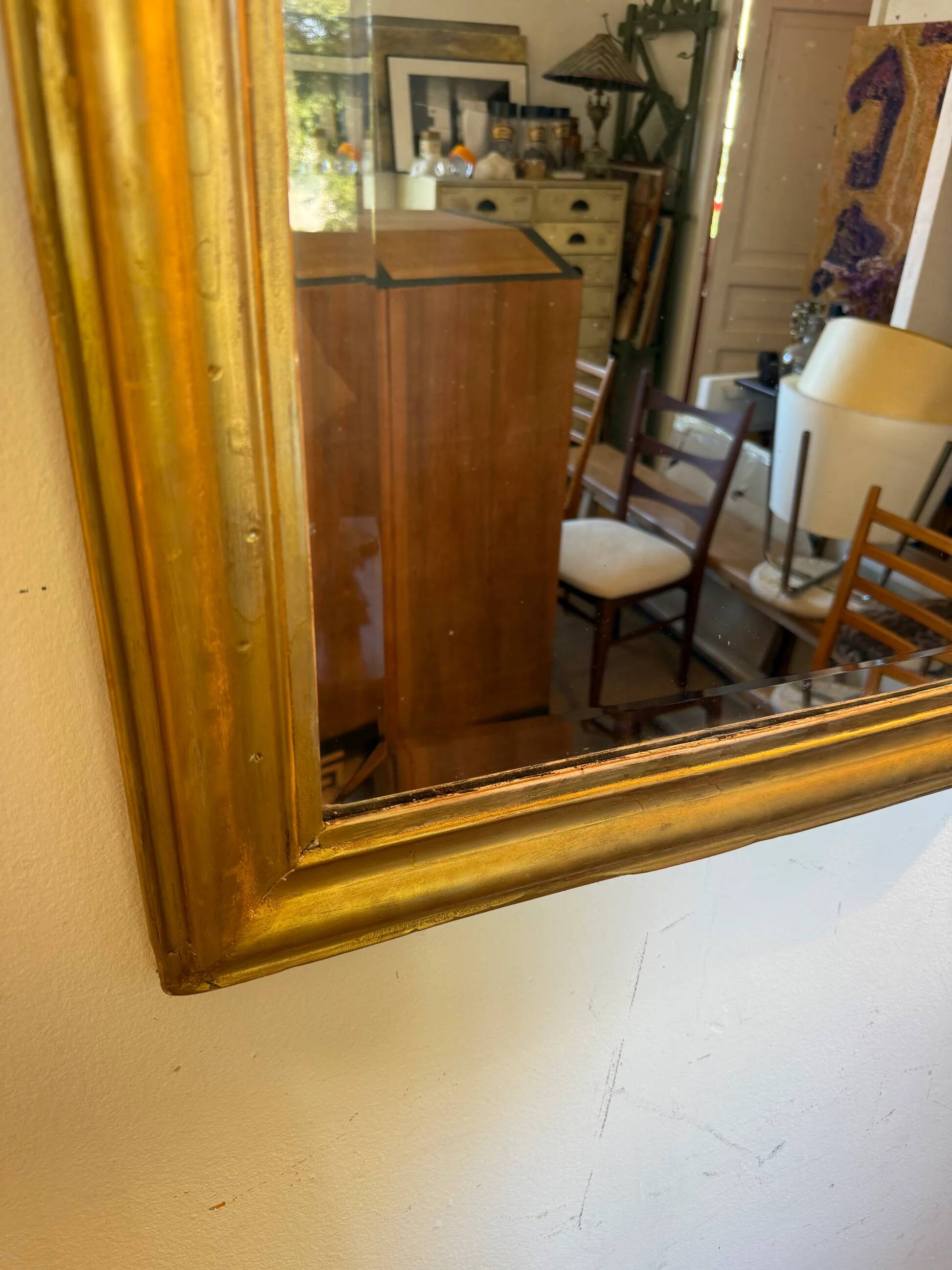 Vintage Louis Philippe mirror with antique gold beveled glass