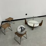Hugues Poignant coffee table in marble and glass