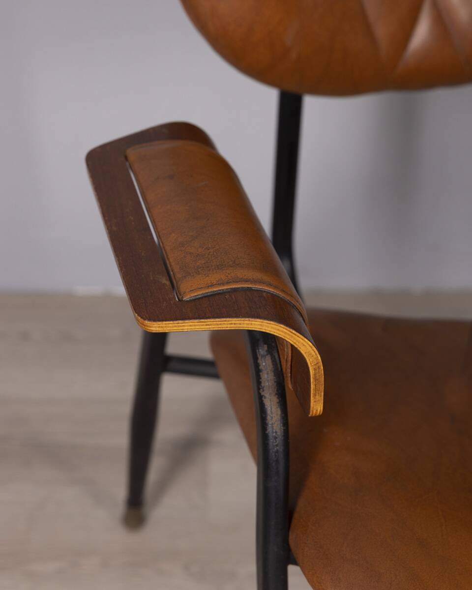 Vintage leather chair by gastone rinaldi for rima, 1950s