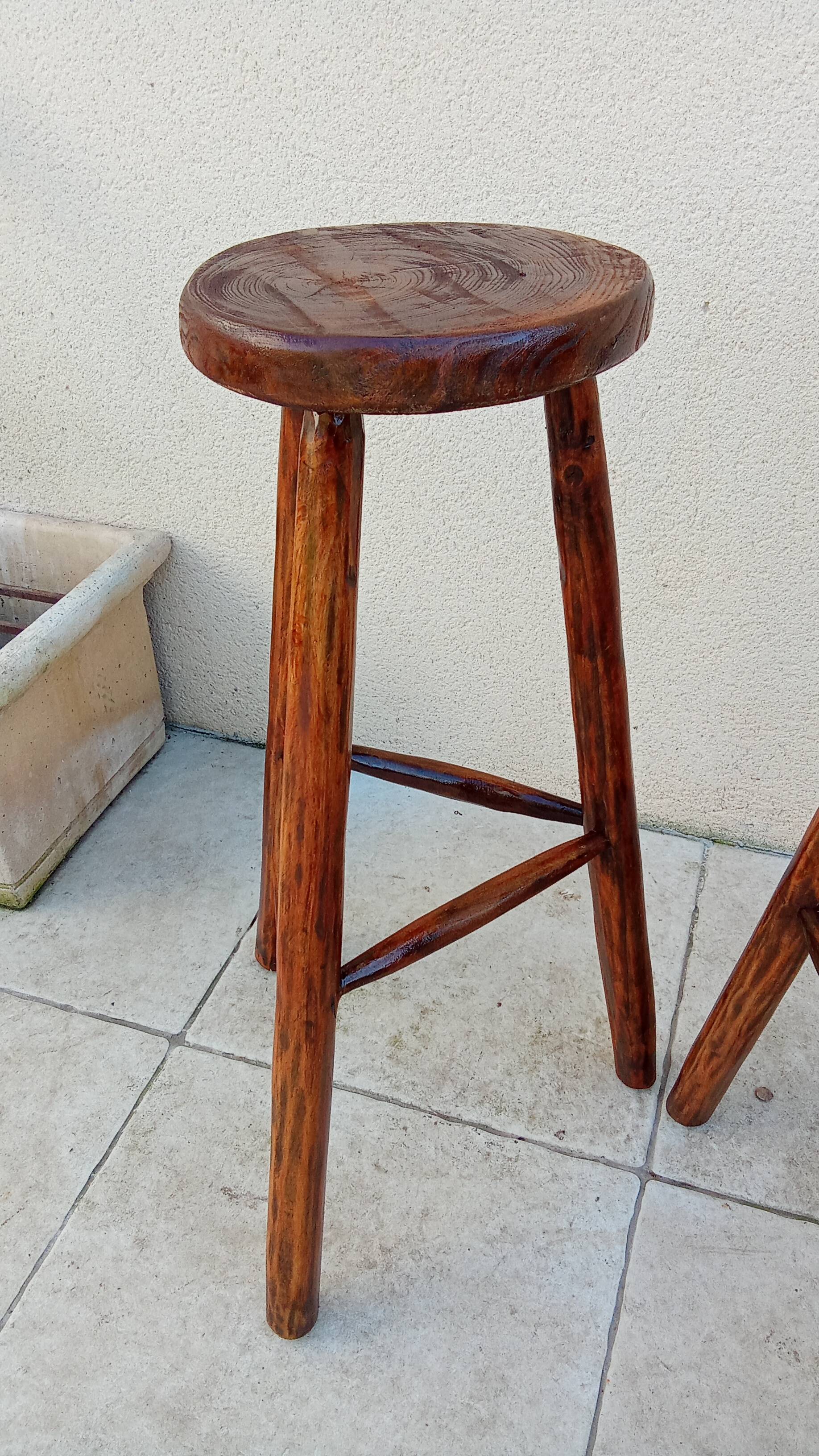 Pair of vintage brutalist high stools