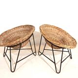 Set of 2 wicker pod chairs from the 60s