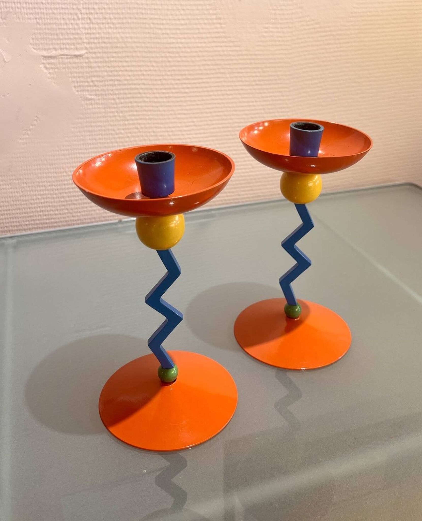 Pair of candlesticks, Memphis, 1980
