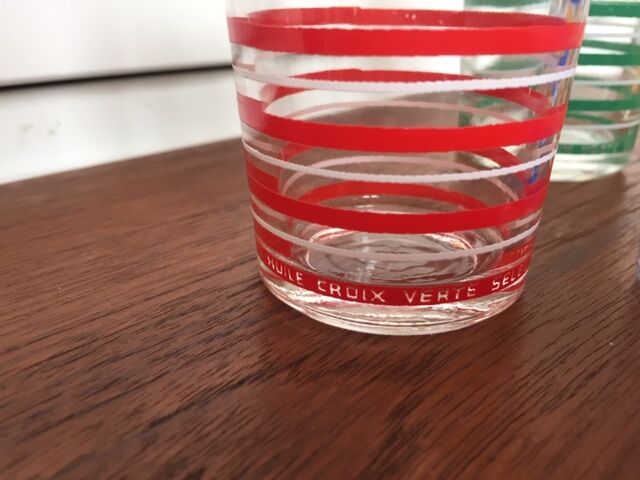 Advertising verres vintage huile croix vertes 60s