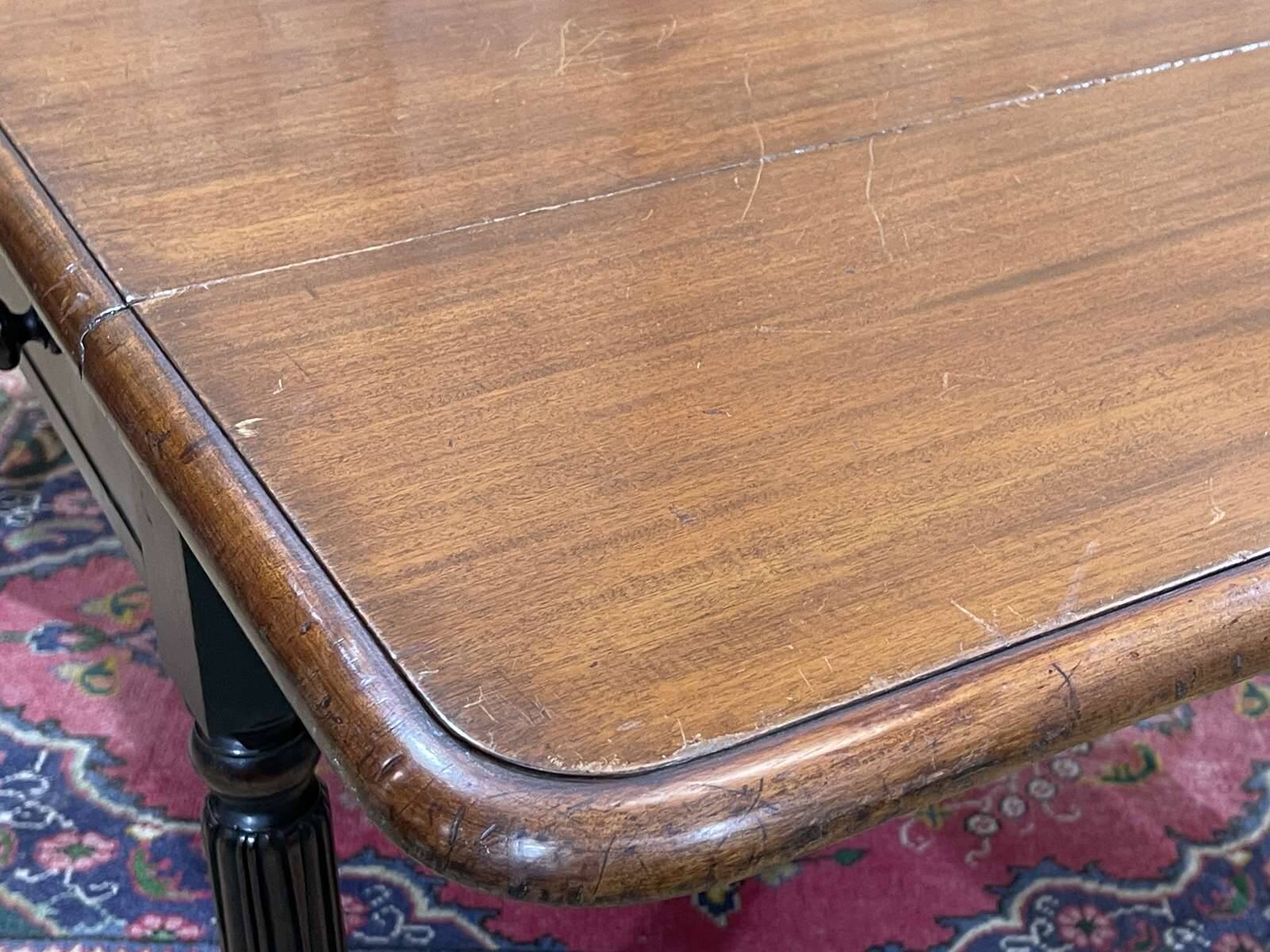 Table bureau anglaise en acajou XIXème avec 2 tiroirs