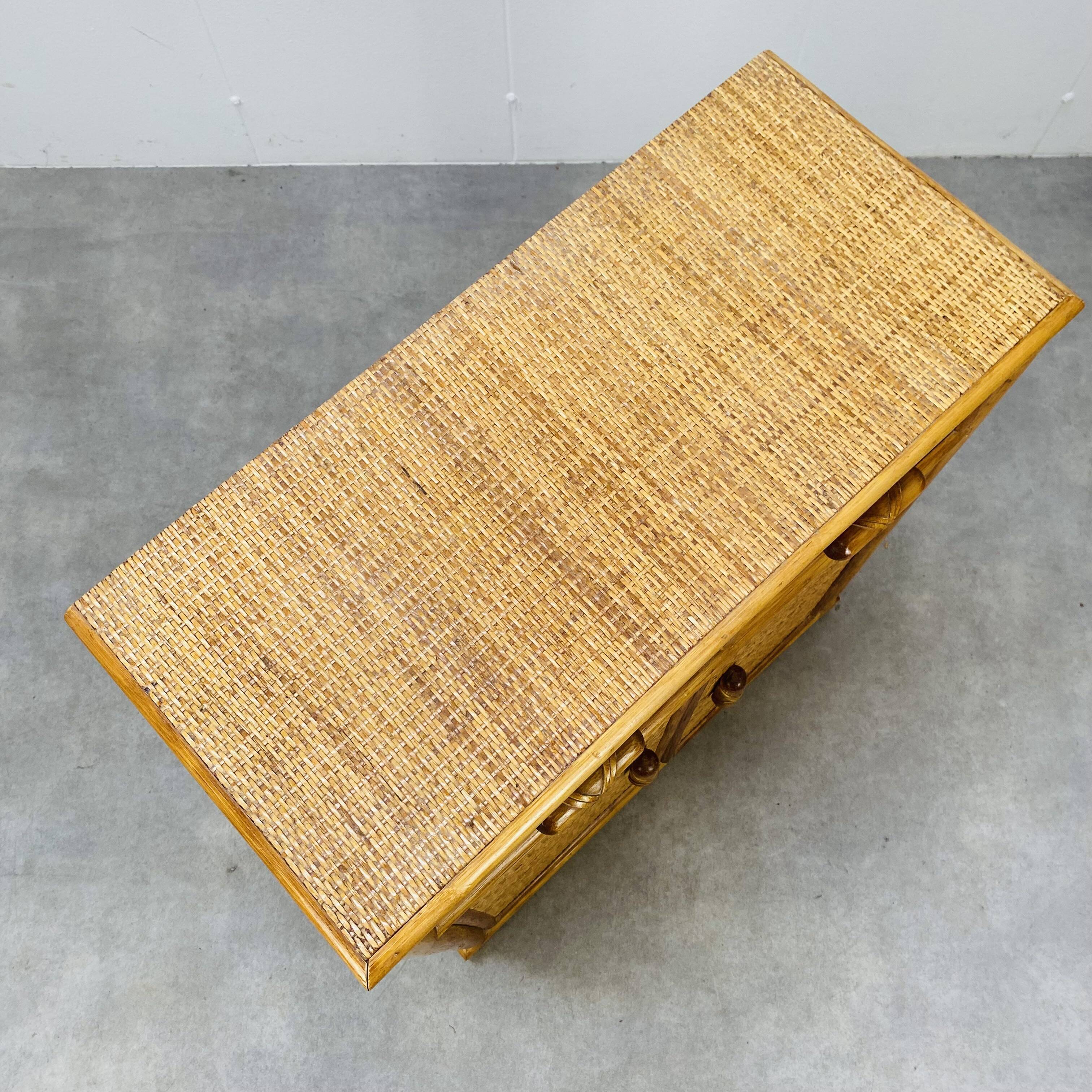 Rattan chest of drawers 60s