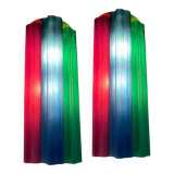 Pop Art Multicolored Glass Tronchi Sconces Set of 2 1970’s