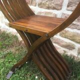 Dagobert armchair or folding walnut curule
