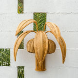 Pair of "coconut/palm" wall lights in rattan