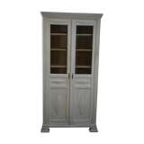 Showcase 2 doors mesh in fir 1930 patinated white