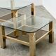 Set of 2 Belgo coffee tables in chrome brass and glass, Belgium, 1970s