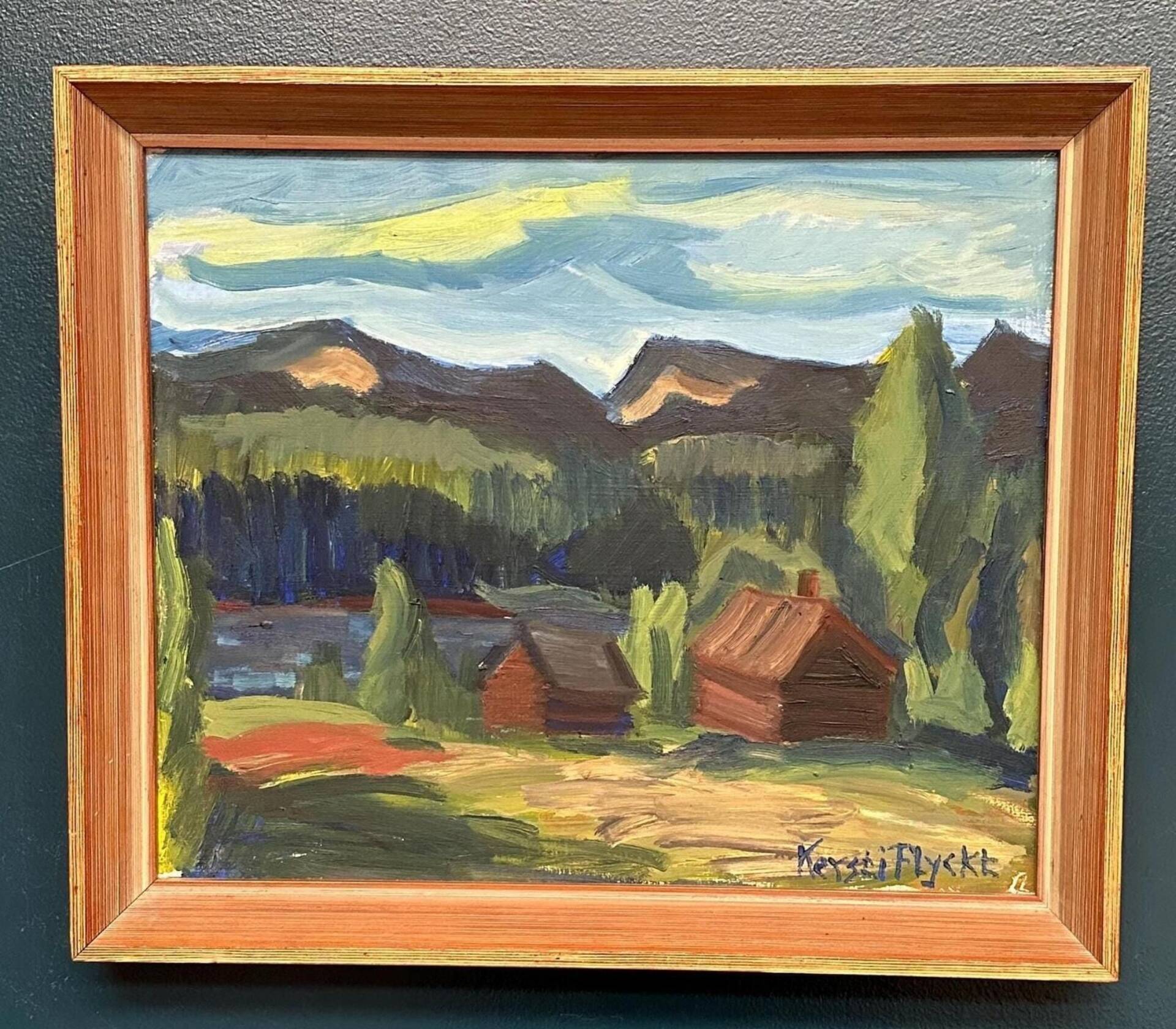 Huile sur panneau suédois – Paysage de montagne par Kerstin Flyckt