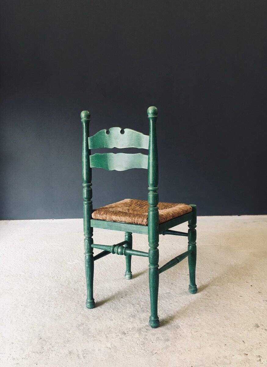 Rustic Austrian Alps Green Side Chairs, Austria, 1950s, Set of 2